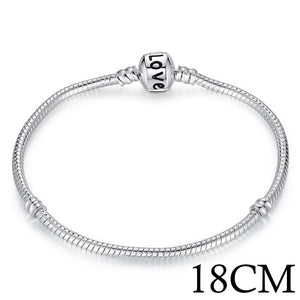 Silver Color LOVE Snake Chain Bracelet & Bangle 16CM-21CM Pulseras Lobster PA1104
