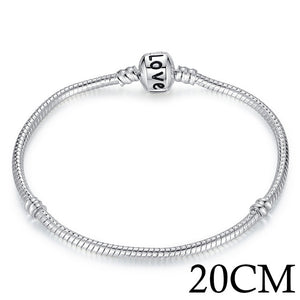 Silver Color LOVE Snake Chain Bracelet & Bangle 16CM-21CM Pulseras Lobster PA1104