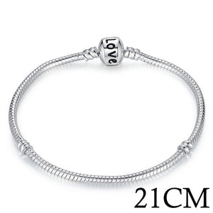 Silver Color LOVE Snake Chain Bracelet & Bangle 16CM-21CM Pulseras Lobster PA1104