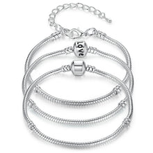 Load image into Gallery viewer, Silver Color LOVE Snake Chain Bracelet &amp; Bangle 16CM-21CM Pulseras Lobster PA1104