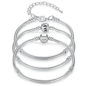 Silver Color LOVE Snake Chain Bracelet & Bangle 16CM-21CM Pulseras Lobster PA1104